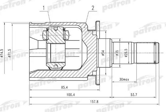Шрус внутренний (граната) Patron для Mitsubishi Airtrek 2003-2007. Артикул PCV1526