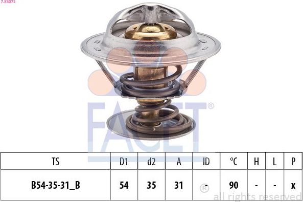 Термостат Facet Made in Italy - OE Equivalent. Артикул 7.8307S