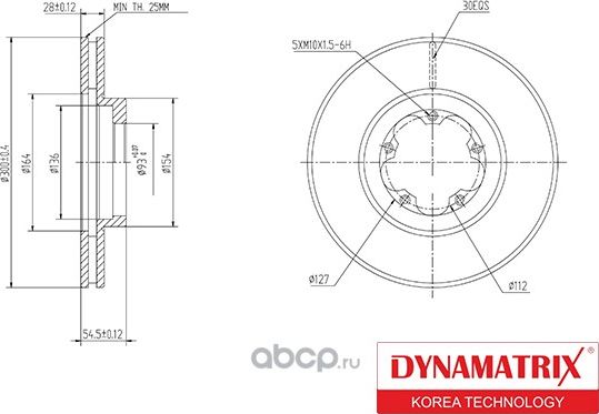 Диск тормозной (Dynamatrix-Korea). Артикул DBD1555
