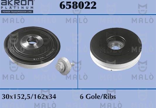 Шкив коленвала Malo для Ford Focus II 2004-2009. Артикул 658022