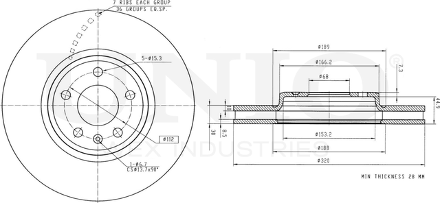 Диск тормозной (Unio). Артикул BRD-20397