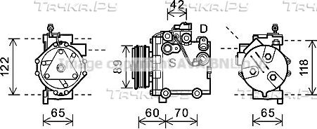 Компрессор кондиционера AVA для Fiat Sedici 2006-2014. Артикул SZAK125
