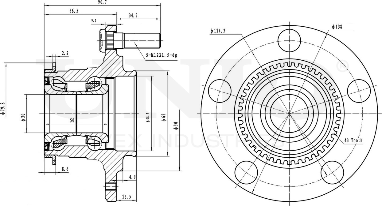 Ступица колеса с интегрированным подшипником (Unio). Артикул HUB-20230