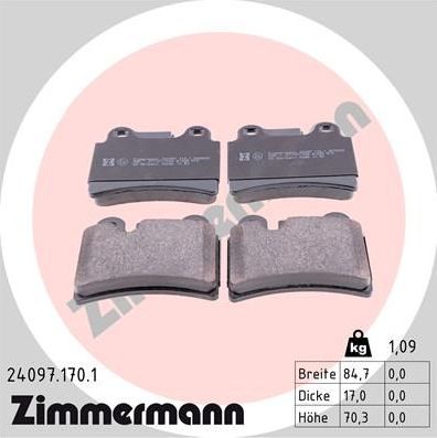 Тормозные колодки Zimmermann. Артикул 24097.170.1