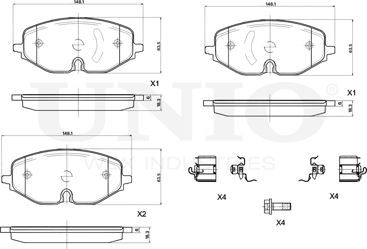 Колодки тормозные дисковые, комплект (Unio). Артикул BRP-20049