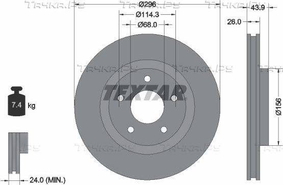 Тормозной диск Textar Pro+ передний для Nissan X-Trail T31 2007-2013. Артикул 92167405