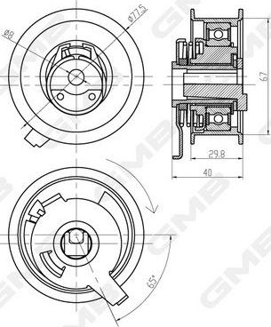 Натяжной ролик (натяжитель) ремня ГРМ GMB для Volkswagen Caddy II 1995-2004. Артикул GTB0300