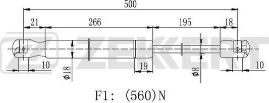 Амортизатор (упор) багажника Zekkert задний для Audi Q3 I (8U) 2011-2018. Артикул GF-2437