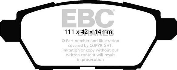 Тормозные колодки EBC Brakes задние для Mazda 6 I (GG) 2005-2007. Артикул DP21766