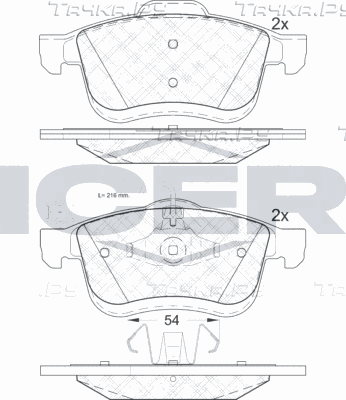 Тормозные колодки Icer передние для Lancia Kappa 1998-2001. Артикул 181903
