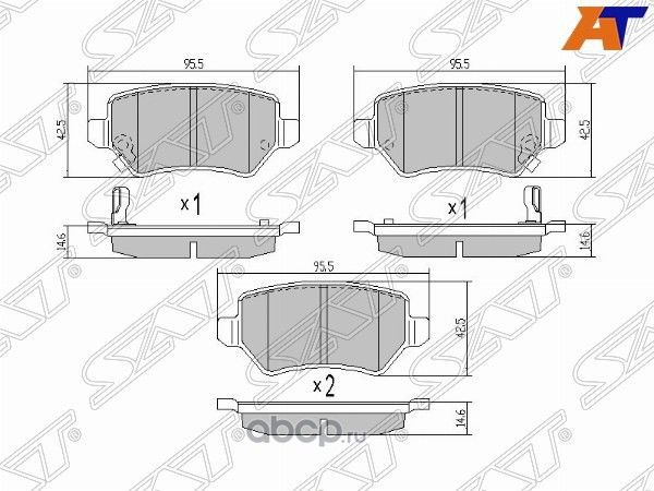 Колодки тормозные RR OPEL ASTRA G 98-05, H 05-, CO (SAT). Артикул ST1605995