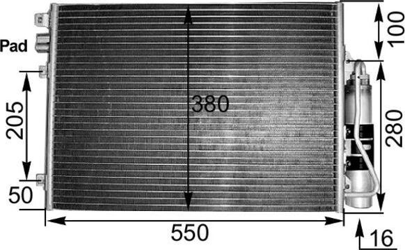 Радиатор кондиционера (конденсатор) Mahle Behr для Renault Clio II 1998-2013. Артикул AC 303 000S