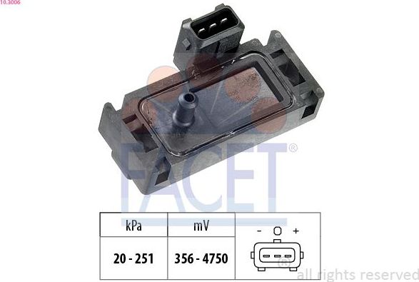 Датчик абсолютного давления (ДАД, MAP) Facet Made in Italy - OE Equivalent. Артикул 10.3006