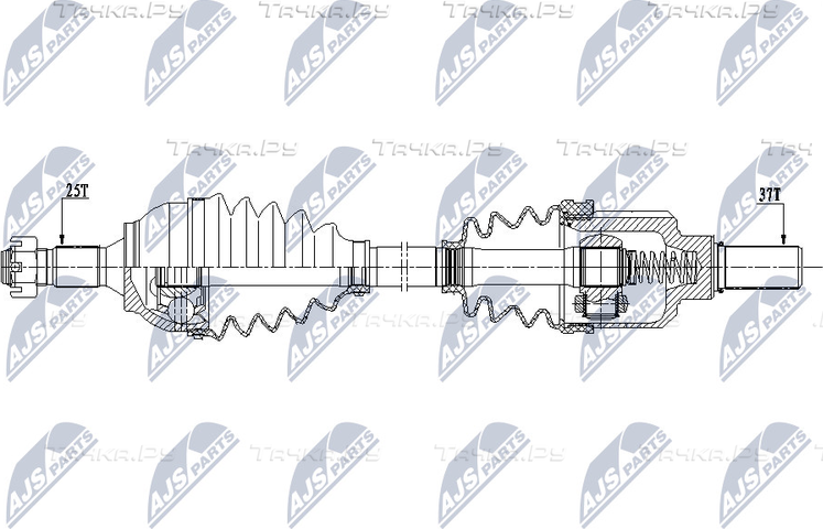 Полуось (привод в сборе, приводной вал) NTY для Peugeot 5008 I 2009-2017. Артикул NPW-CT-077