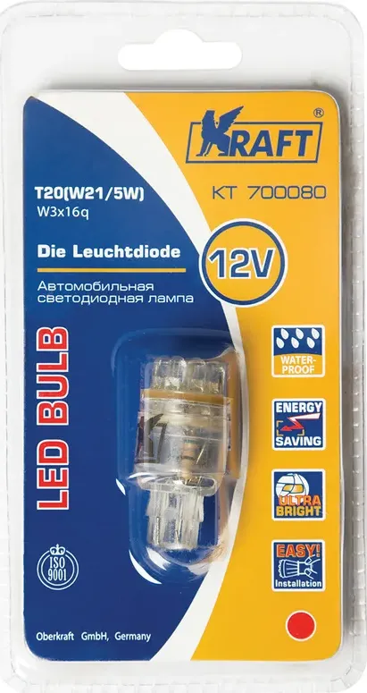 Лампа светодиодная 12V W21W 21W W3x16d KRAFT 1 шт. картон KT700080. Артикул KT700080