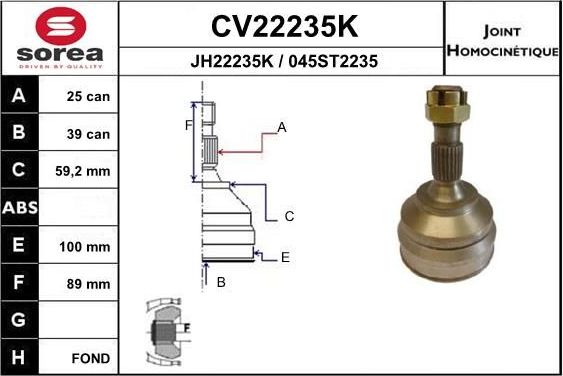 Шрус внутренний (граната) EAI. Артикул CV22235K