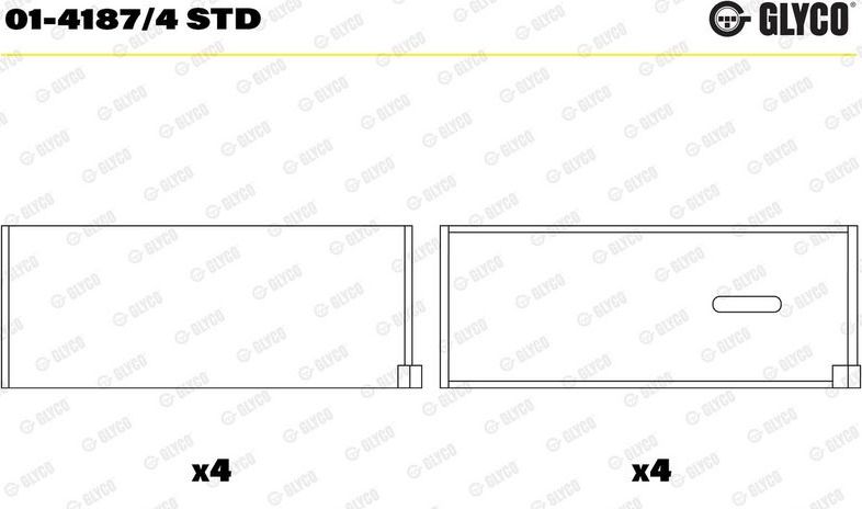 Вкладыши шатунные Glyco для Renault 20 1977-1983. Артикул 01-4187/4 STD