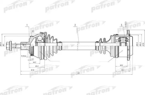 Полуось (привод в сборе, приводной вал) Patron. Артикул PDS0692