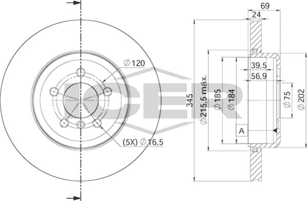 Тормозной диск Icer. Артикул 78BD3562-2