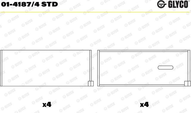 Вкладыши шатунные Glyco для Renault Espace II 1991-1996. Артикул 01-4187/4 STD