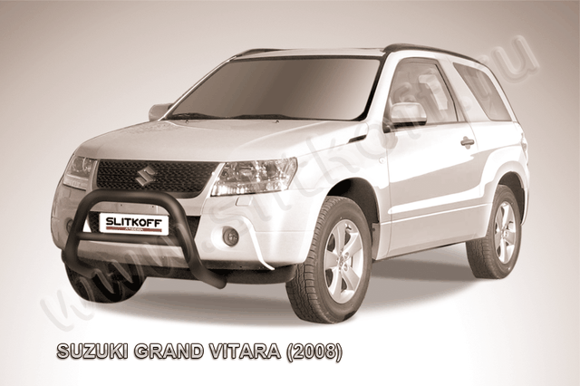 Кенгурятник Slitkoff d76 низкий ЧЕРНЫЙ матовый для Suzuki Grand Vitara III 3-дв. 2008-2012. Артикул SGV3D08002B