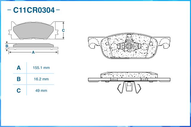 Тормзные колодки передние (Cworks). Артикул C11CR0304
