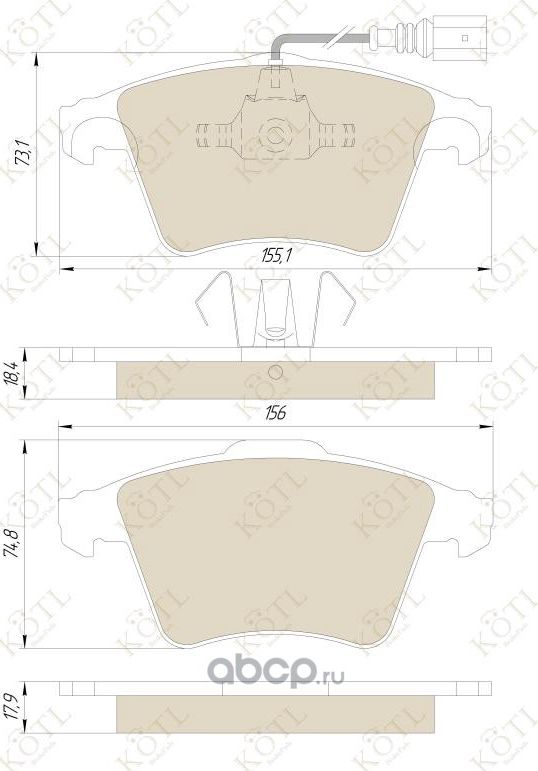 Колодки тормозные передние к-тVOLKSWAGEN T5/MULTIVAN 03> R16  (Kotl) Kotl. Артикул 1555kt
