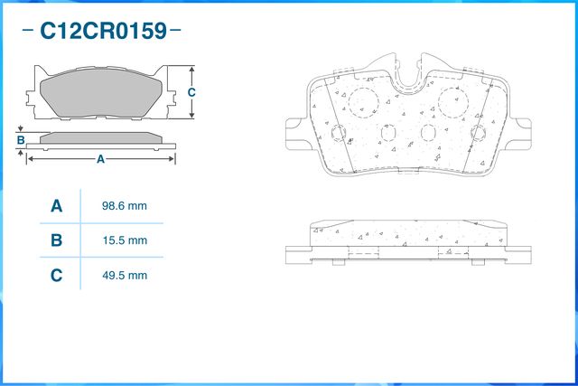 Тормозные колодки задние (Cworks). Артикул C12CR0159