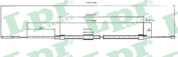 Трос ручника (тросик ручного тормоза) LPR. Артикул C0076B