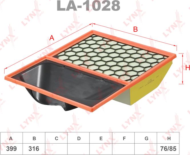 Воздушный фильтр LYNXauto. Артикул LA-1028