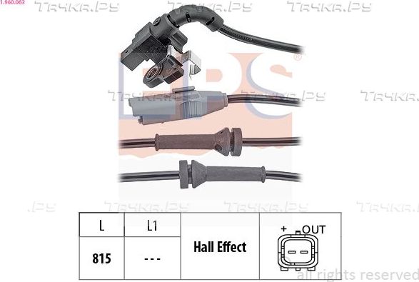Датчик ABS EPS Made in Italy - OE Equivalent задний правый/левый для Citroen DS4 2011-2015. Артикул 1.960.063
