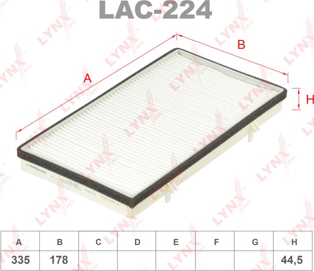Салонный фильтр LYNXauto. Артикул LAC-224