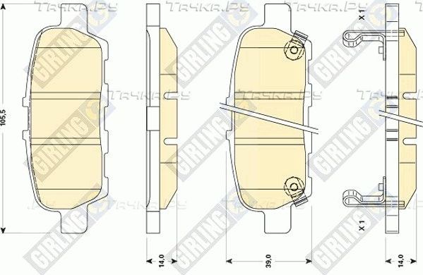 Тормозные колодки Girling задние для Nissan Leaf I (ZE0/AZE0) 2010-2017. Артикул 6135089