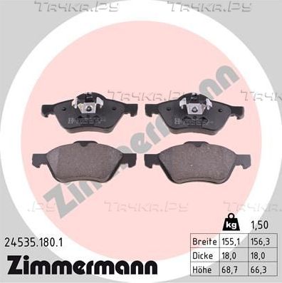 Тормозные колодки Zimmermann передние для Renault Clio III 2006-2014. Артикул 24535.180.1