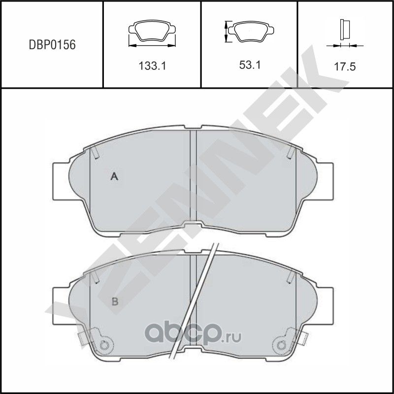 Колодки тормозные дисковые передние TOYOTA CALDINA 87-02, CAMRY 90-98 (Zennek). Артикул DBP0156