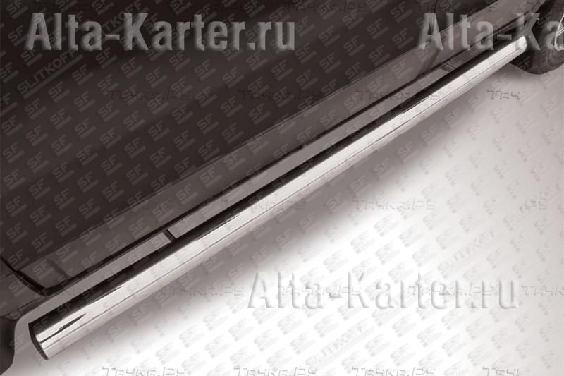 Пороги Slitkoff труба d76 ЧЕРНЫЕ матовые для Kia Sportage II 2008-2010. Артикул KSN006B