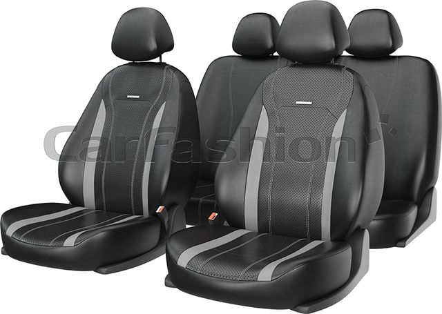 Чехлы универсальные CarFashion Tiltan на сидения авто, цвет Серый/Черный/Серый. Артикул 11156