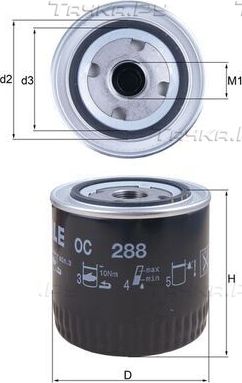 Масляный фильтр Mahle-Knecht для Mazda Tribute I 2000-2008. Артикул OC 288