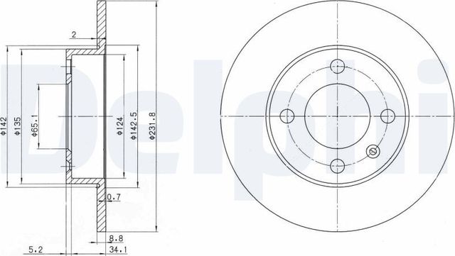 Тормозной диск Delphi задний для SEAT Arosa I 2000-2004. Артикул BG3505