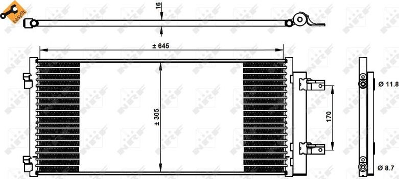 Радиатор кондиционера (конденсатор) NRF (алюминий). Артикул 350338