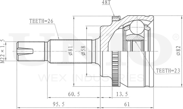 ШРУС наружный (Unio). Артикул CVJ-20047