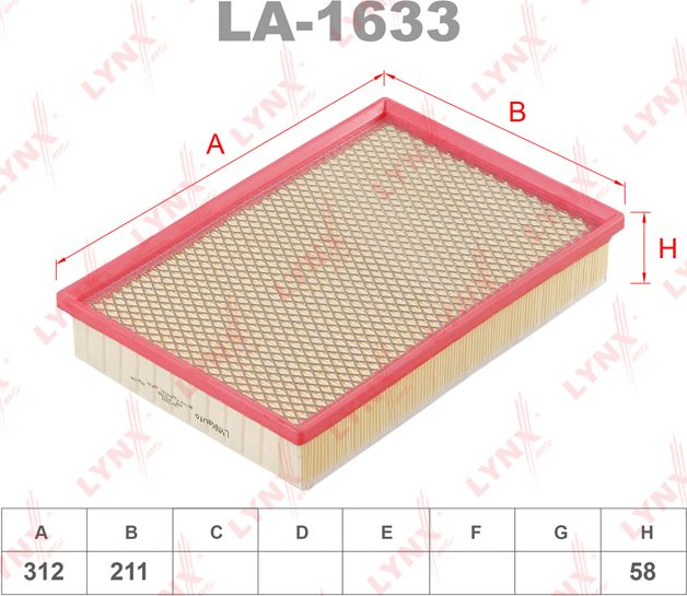 Воздушный фильтр LYNXauto для Renault Master II 2000-2010. Артикул LA-1633