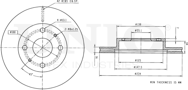 Диск тормозной (Unio). Артикул BRD-20431
