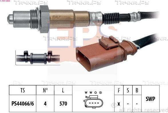 Лямбда-зонд (кислородный датчик) EPS Made in Italy - OE Equivalent для SEAT Toledo III 2006-2009. Артикул 1.997.966