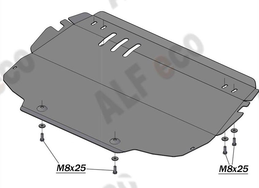 Защита алюминиевая Alfeco для картера и КПП Volkswagen Golf Plus 2009-2014. Артикул ALF.26.28 AL4