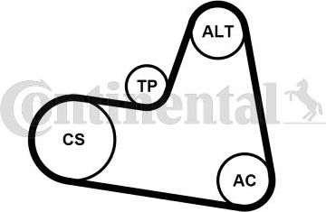 Приводной ремень поликлиновой с роликами (комплект) ContiTech. Артикул 6PK962K1