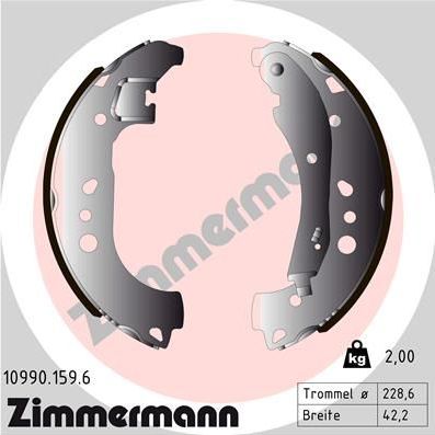 Тормозные колодки Zimmermann. Артикул 10990.159.6