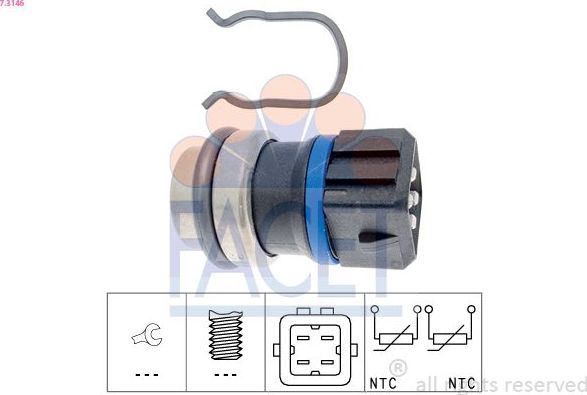 Датчик температуры охлаждающей жидкости Facet Made in Italy - OE Equivalent. Артикул 7.3146