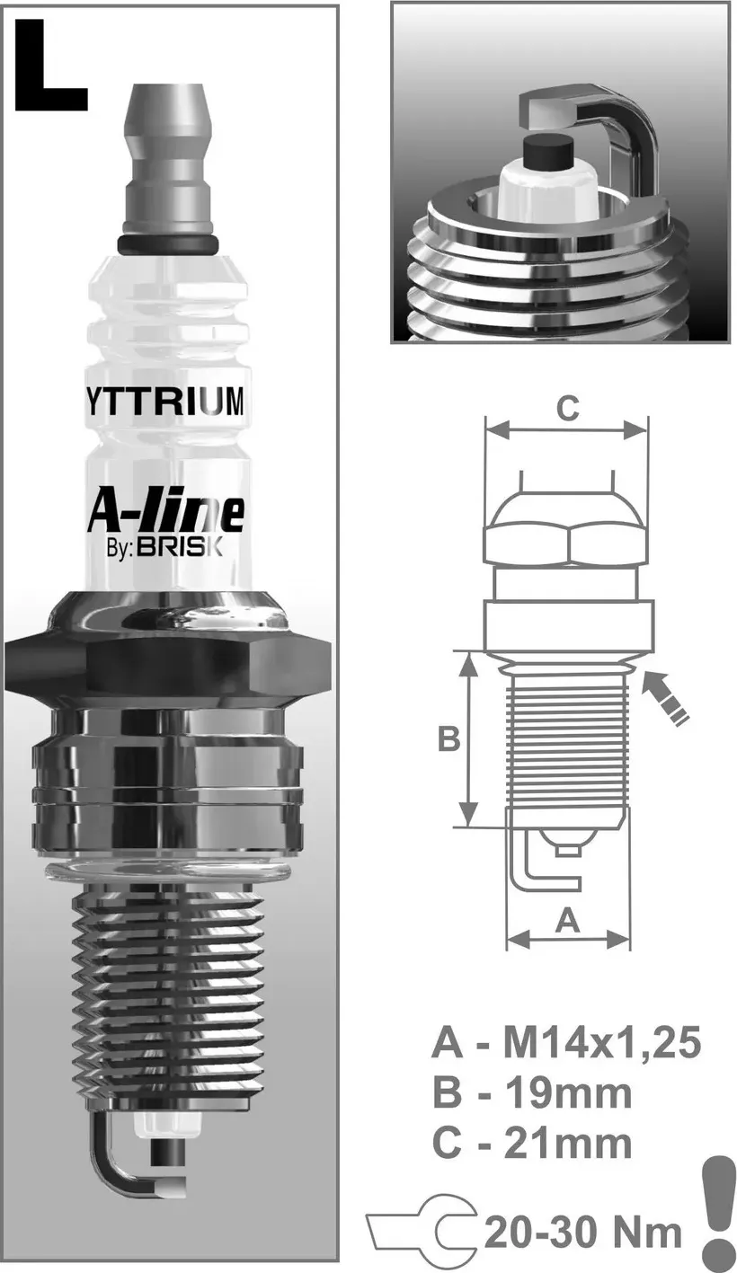 Свеча зажигания 0034 13/LR15YCY-1-N (Brisk) Brisk. Артикул A-LINE 13