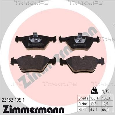 Тормозные колодки Zimmermann передние для BMW X3 I (E83) 2003-2011. Артикул 23183.195.1